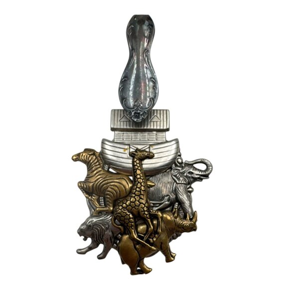 Unknown Jewelry - Noah’s Ark Collectible Spoon/Brooch – Mixed Metal Relief, Animals & Biblical Sce